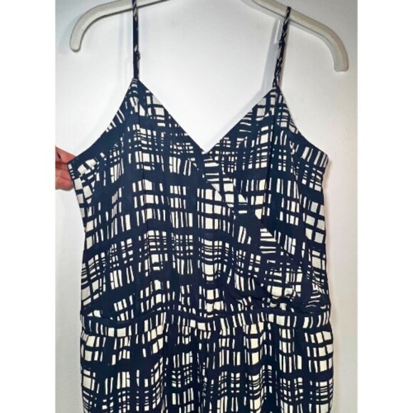 MADEWELL Navy & White Brushstroke Plaid Faux Wrap Cami Jumpsuit Size M - Picture 6 of 12